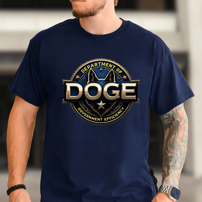 Unisex 'DOGE Dept of Government Efficiency' Graphic T-Shirt – Political Humor Tee - The Right Side PrintsUnisex 'DOGE Dept of Government Efficiency' Graphic T-Shirt – Political Humor TeeT-shirtNavySmall