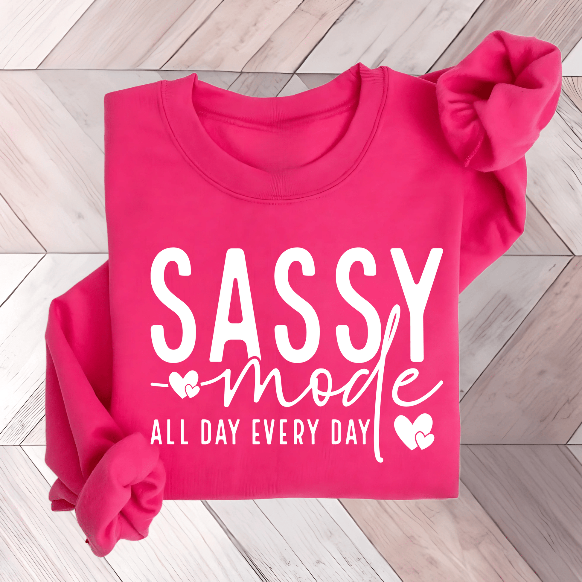 Women's 'Sassy Mode' Graphic Sweatshirt – Cozy and Stylish Pullover - The Right Side PrintsWomen's 'Sassy Mode' Graphic Sweatshirt – Cozy and Stylish Pulloverwomen's long sleeve sweatshirtWhiteSmall