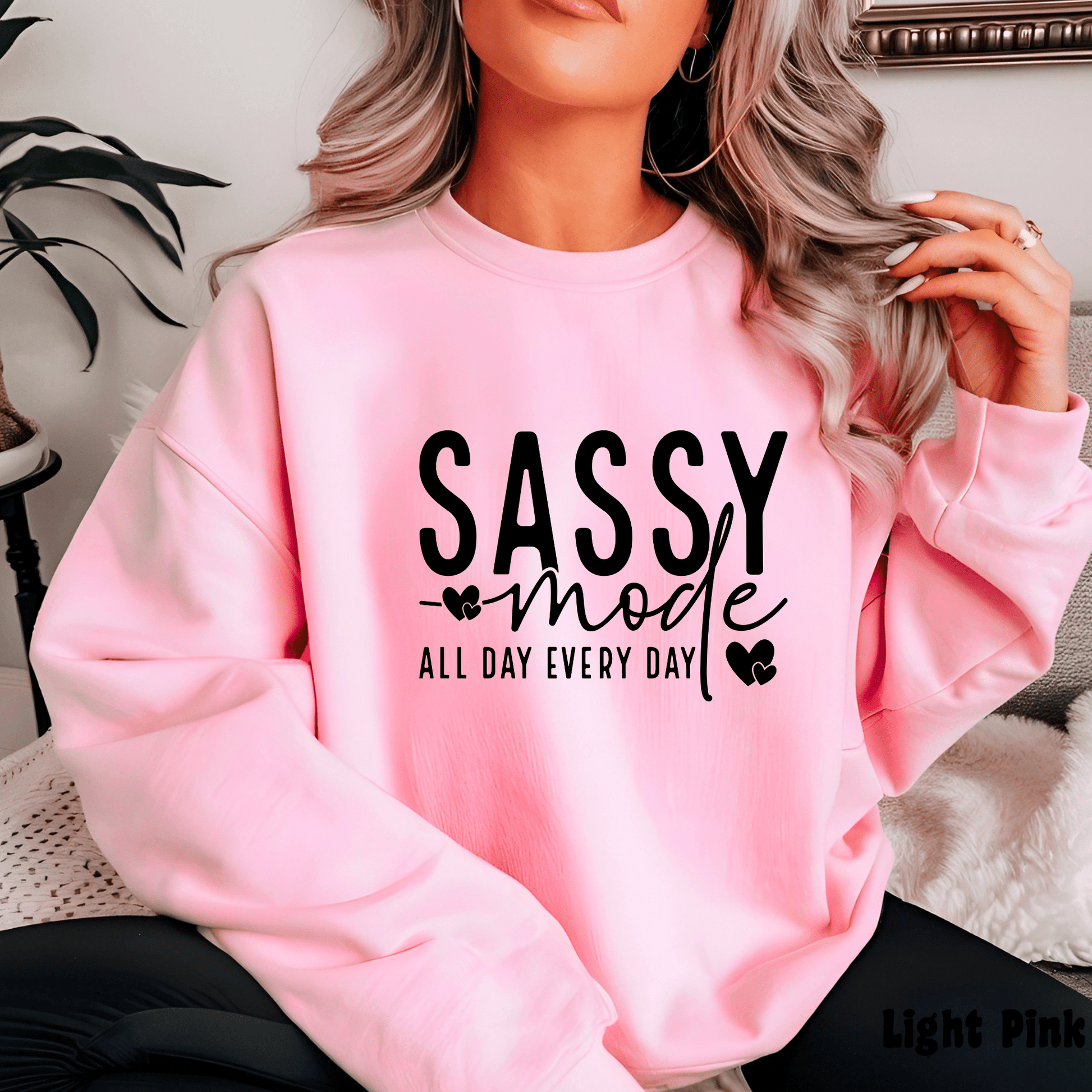 Women's 'Sassy Mode' Graphic Sweatshirt – Cozy and Stylish Pullover - The Right Side PrintsWomen's 'Sassy Mode' Graphic Sweatshirt – Cozy and Stylish Pulloverwomen's long sleeve sweatshirtWhiteSmall